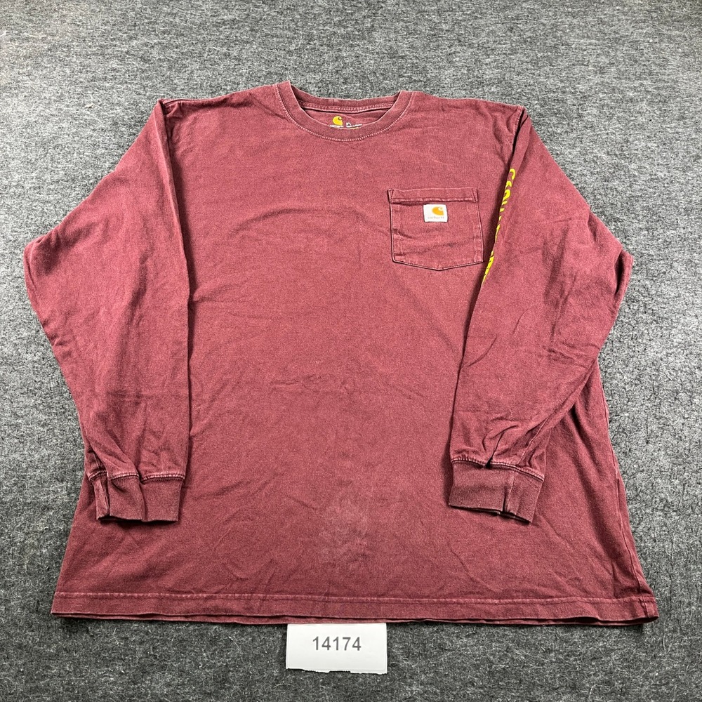 Carhartt Original Fit Pocket Shirt Mens XL Maroon Crew Neck Workwear Casual